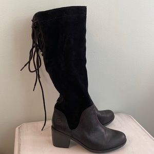Timberland black suede tall Slouch boots